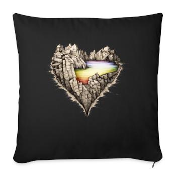 Regenbogensee in den Felsen. In Form eines Herzens. - Sofakissenbezug 45 x 45 cm - Schwarz - Vorne