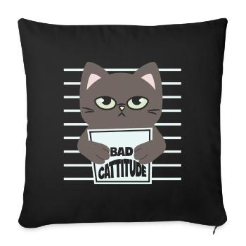 chat, chat mignon, chat doux, cat - Housse de coussin décorative 45 x 45 cm - noir - Devant