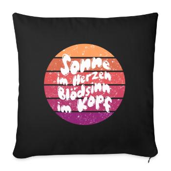Sonne im Herzen Retro Kreis - Sofakissenbezug 45 x 45 cm - Schwarz - Vorne