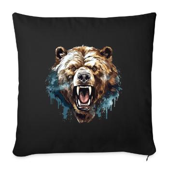 Bear Grizzly Bear Roars Bear Head Nature Wilderness Forest - Sofa pillowcase 17,3'' x 17,3'' (45 x 45 cm) - black - Front