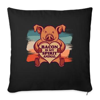 Le bacon est mon animal d’âme Drôle d’amateur de bacon - Housse de coussin décorative 45 x 45 cm - noir - Devant