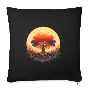 Tree of Life Cycle of Birth and Growth - Sofa pillowcase 17,3'' x 17,3'' (45 x 45 cm) - black - Front
