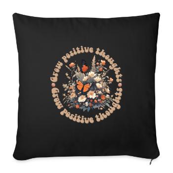 Let positive thoughts grow wildflowers insects - Sofa pillowcase 17,3'' x 17,3'' (45 x 45 cm) - black - Front