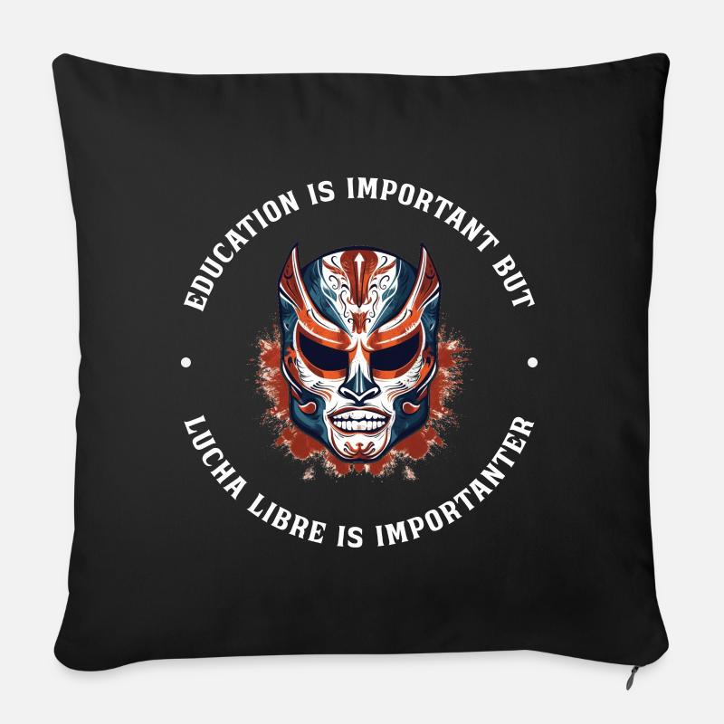 Lucha Libre Masque de Lutte Mexicaine Luchador - Housse de coussin décorative 45 x 45 cm - noir