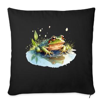 Green grass frogs make a loud concert - Sofa pillowcase 17,3'' x 17,3'' (45 x 45 cm) - black - Front