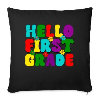 Bonjour première année, école, inscription à l’école, début de l’école - Housse de coussin décorative 45 x 45 cm - noir - Devant