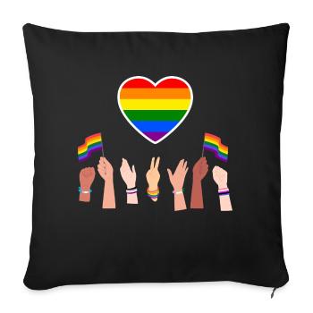 Coeur Gay pride - Housse de coussin décorative 45 x 45 cm - noir - Devant