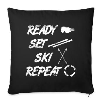Saying skier - Sofa pillowcase 17,3'' x 17,3'' (45 x 45 cm) - black - Front