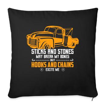 Les crochets et les chaînes m’excitent Conducteur de dépanneuse Trucki - Housse de coussin décorative 45 x 45 cm - noir - Devant