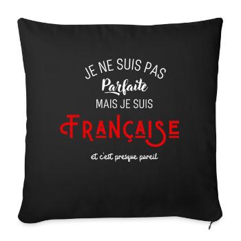 Pas parfaite mais française - Housse de coussin décorative 45 x 45 cm - noir - Devant