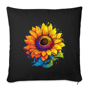 Sunflower flower motif colorful - Sofa pillowcase 17,3'' x 17,3'' (45 x 45 cm) - black - Front