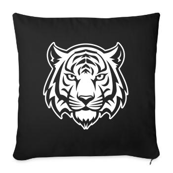 Silhouette de tête de tigre - Housse de coussin décorative 45 x 45 cm - noir - Devant