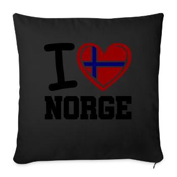 I love norge - Sofa pillowcase 17,3'' x 17,3'' (45 x 45 cm) - black - Front