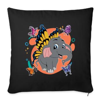Zoo Animal Lover Gift Butterfly Elephant - Sofa pillowcase 17,3'' x 17,3'' (45 x 45 cm) - black - Front