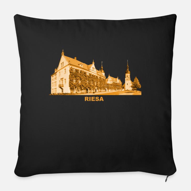 Hôtel de ville de Riesa Elbe Meissen Saxe - Housse de coussin décorative 45 x 45 cm - noir