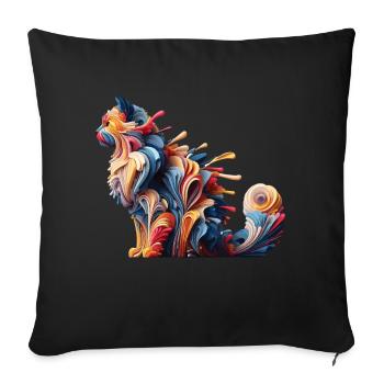 Colorful Abstract Cat - Sofa pillowcase 17,3'' x 17,3'' (45 x 45 cm) - black - Front