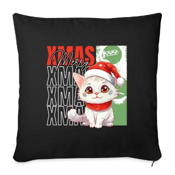 Cat Christmas Merry Meowy Catmas Ugly Cute - Sofa pillowcase 17,3'' x 17,3'' (45 x 45 cm) - black - Front