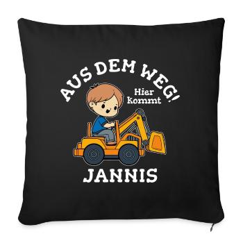 Jannis Vorname Bagger - Sofakissenbezug 45 x 45 cm - Schwarz - Vorne