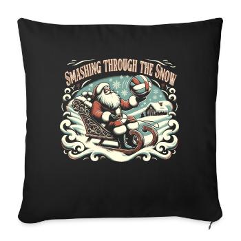 Volleyball Christmas Santa, Smashing Through The - Sofa pillowcase 17,3'' x 17,3'' (45 x 45 cm) - black - Front