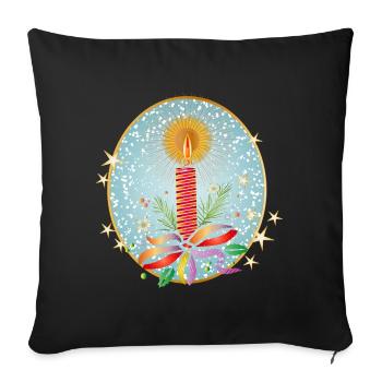 Bougie de Noël rouge pour Noël dans le cadre - Housse de coussin décorative 45 x 45 cm - noir - Devant