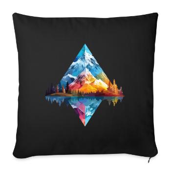 Natur Abenteuer Wildnis Berge Wald Bäume Bunt - Sofakissenbezug 45 x 45 cm - Schwarz - Vorne