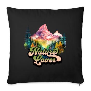 Natur Abenteuer Wildnis Berge Wald Bäume Bunt - Sofakissenbezug 45 x 45 cm - Schwarz - Vorne