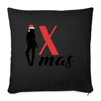 x mas pour Noël - Housse de coussin décorative 45 x 45 cm - noir - Devant