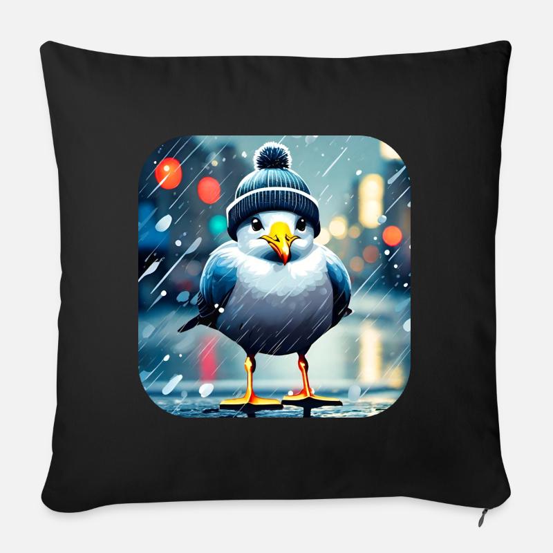 Rain Seagull - Sofa pillowcase 17,3'' x 17,3'' (45 x 45 cm) - black