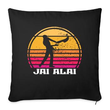 Rétro Jai Alai Pelote Basque Raquette La Plus Rapide - Housse de coussin décorative 45 x 45 cm - noir - Devant
