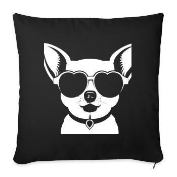 Funny Chihuahua wearing Sunglasses Chihuahuas - Sofa pillowcase 17,3'' x 17,3'' (45 x 45 cm) - black - Front
