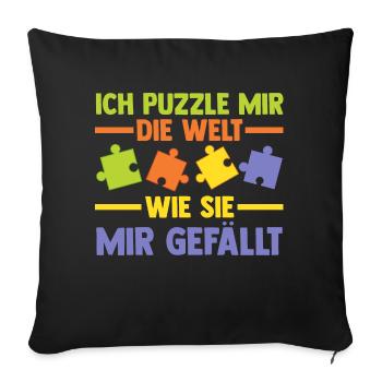 Puzzlefan Puzzler Puzzleteile Puzzle - Sofakissenbezug 45 x 45 cm - Schwarz - Vorne