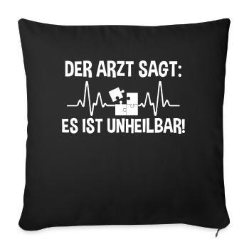 Puzzlefan Puzzler Puzzleteile Puzzle - Sofakissenbezug 45 x 45 cm - Schwarz - Vorne