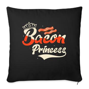 Bacon Princesse Jambon Viande de porc - Housse de coussin décorative 45 x 45 cm - noir - Devant