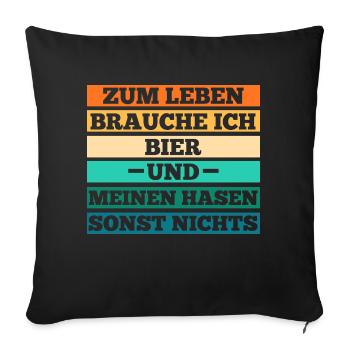 Bier Kaninchen Hase - Sofakissenbezug 45 x 45 cm - Schwarz - Vorne