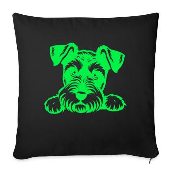Chien chiot chien mignon Corgi aquarelle Art Cartoon Wof - Housse de coussin décorative 45 x 45 cm - noir - Devant