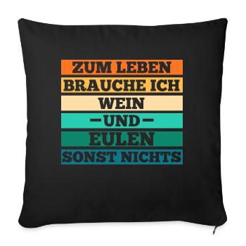Wein Eulen - Sofakissenbezug 45 x 45 cm - Schwarz - Vorne