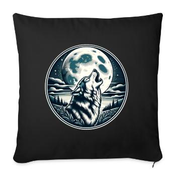 Lupine neighs at the full moon - Sofa pillowcase 17,3'' x 17,3'' (45 x 45 cm) - black - Front