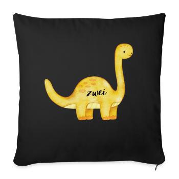 Geburtstagsaufdruck, Dino, gelb - Sofakissenbezug 45 x 45 cm - Schwarz - Vorne