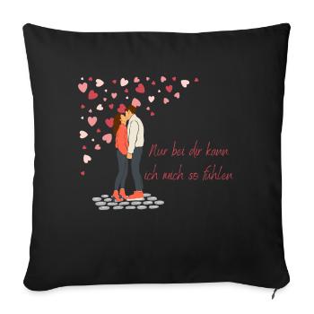 Valentinstag - Schenke Liebe und Dankbarkeit - Sofakissenbezug 45 x 45 cm - Schwarz - Vorne