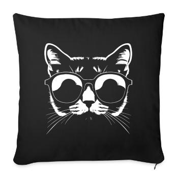 Funny Cat with Sunglasses Kitten Sunglas Cats - Sofa pillowcase 17,3'' x 17,3'' (45 x 45 cm) - black - Front