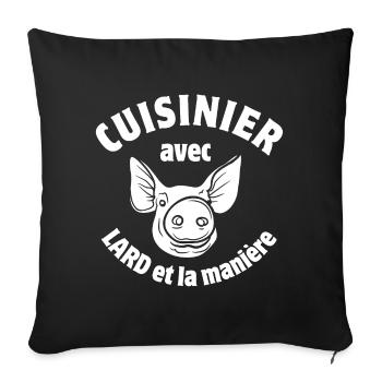 cuisinier, cuisinier, cochon - Housse de coussin décorative 45 x 45 cm - noir - Devant