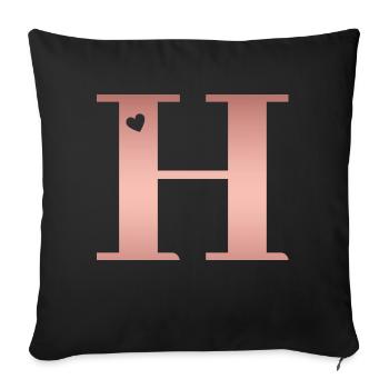 letter H rose gold - Sofa pillowcase 17,3'' x 17,3'' (45 x 45 cm) - black - Front