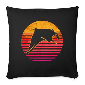 Raie Manta - Manta géante - Devil Ray - Housse de coussin décorative 45 x 45 cm - noir - Devant