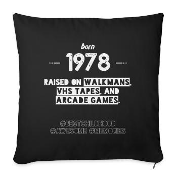 1978 Année de construction - Né en 1978 - Housse de coussin décorative 45 x 45 cm - noir - Devant