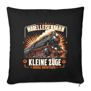 Modellbahn Eisenbahn Modelleisenbahn Modellbauer - Sofakissenbezug 45 x 45 cm - Schwarz - Vorne