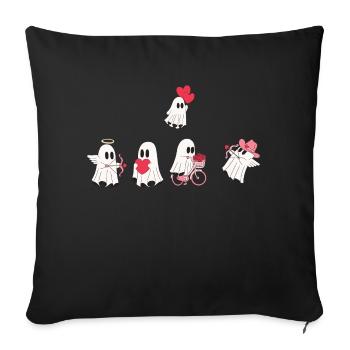 Geister der Liebe - Geschenk zum Valentinstag - Sofakissenbezug 45 x 45 cm - Schwarz - Vorne