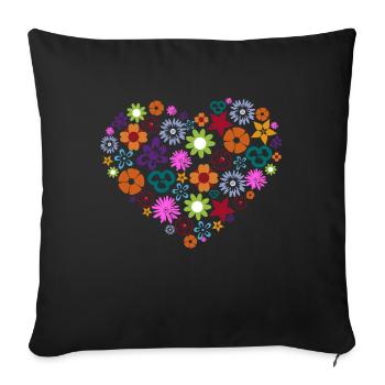 Coração de flores - Sofa pillowcase 17,3'' x 17,3'' (45 x 45 cm) - black - Front