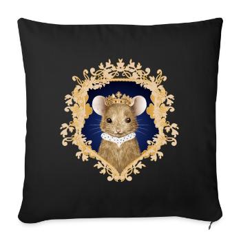 Mouse Portrait with Royal Crown and Ermine Collar - Sofa pillowcase 17,3'' x 17,3'' (45 x 45 cm) - black - Front