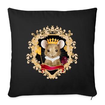 Souris avec couronne de fromage dans un cadre royal - Housse de coussin décorative 45 x 45 cm - noir - Devant