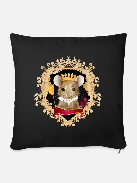 Maus mit Käse Krone im königlichen Rahmen - Sofakissenbezug 45 x 45 cm - Schwarz
